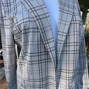 Liverpool Plaid Open-Front Blazer in Brown and Black. Size S.